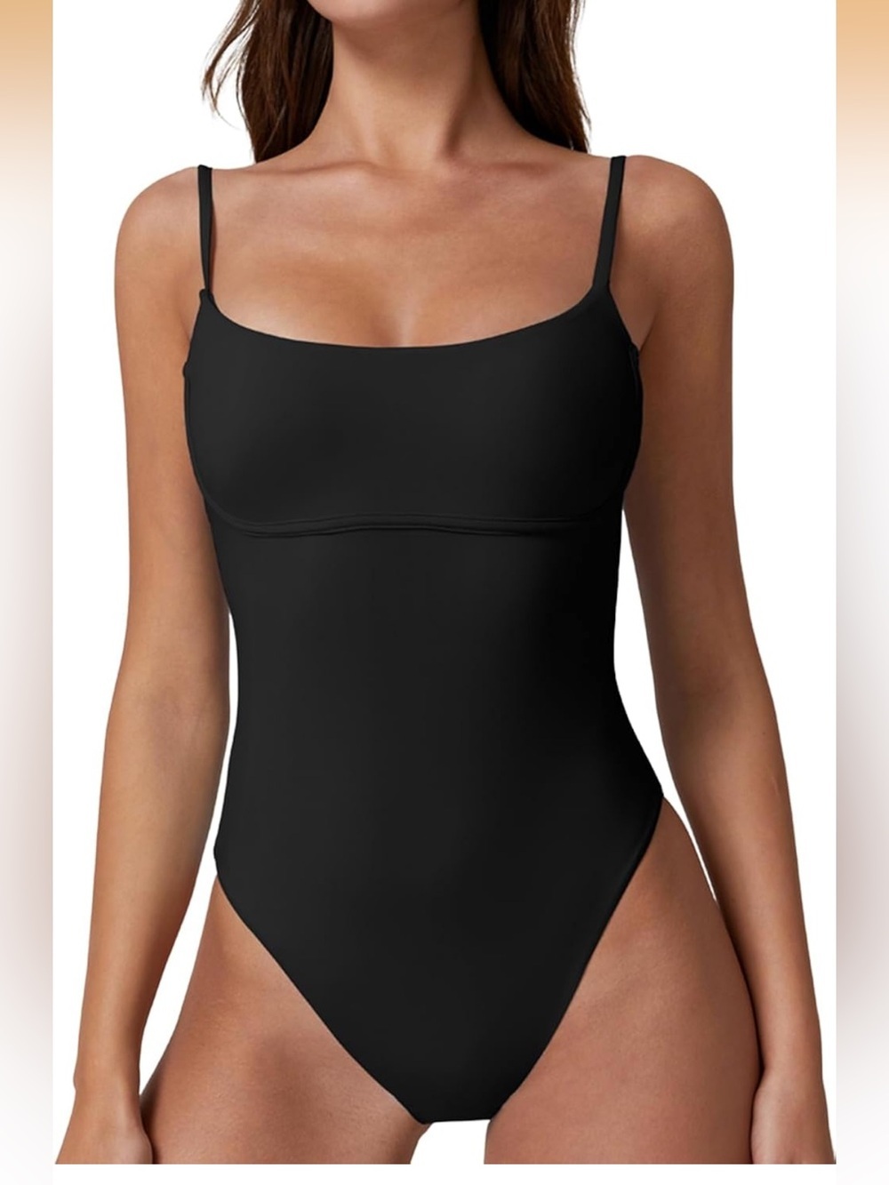 NWT Seamed Cup Spaghetti Straps One Piece Tummy Control Cheeky swimsuit, XL